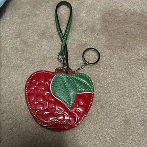 Coach Red and Green Apple Keychain